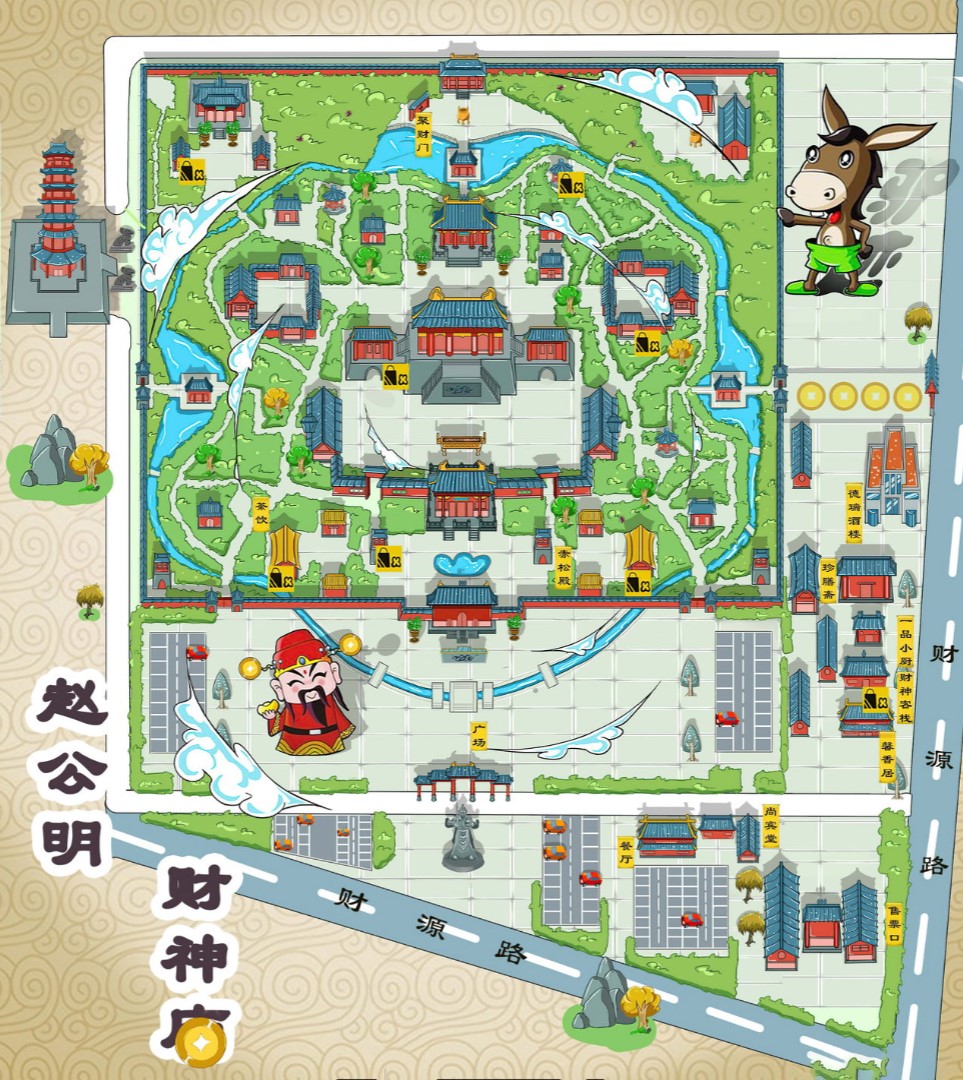 新乡寺庙类手绘地图